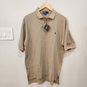 Polo Ralph Lauren The Polo Mesh Shirt Mens Large Tan Vintage Deadstock Logo